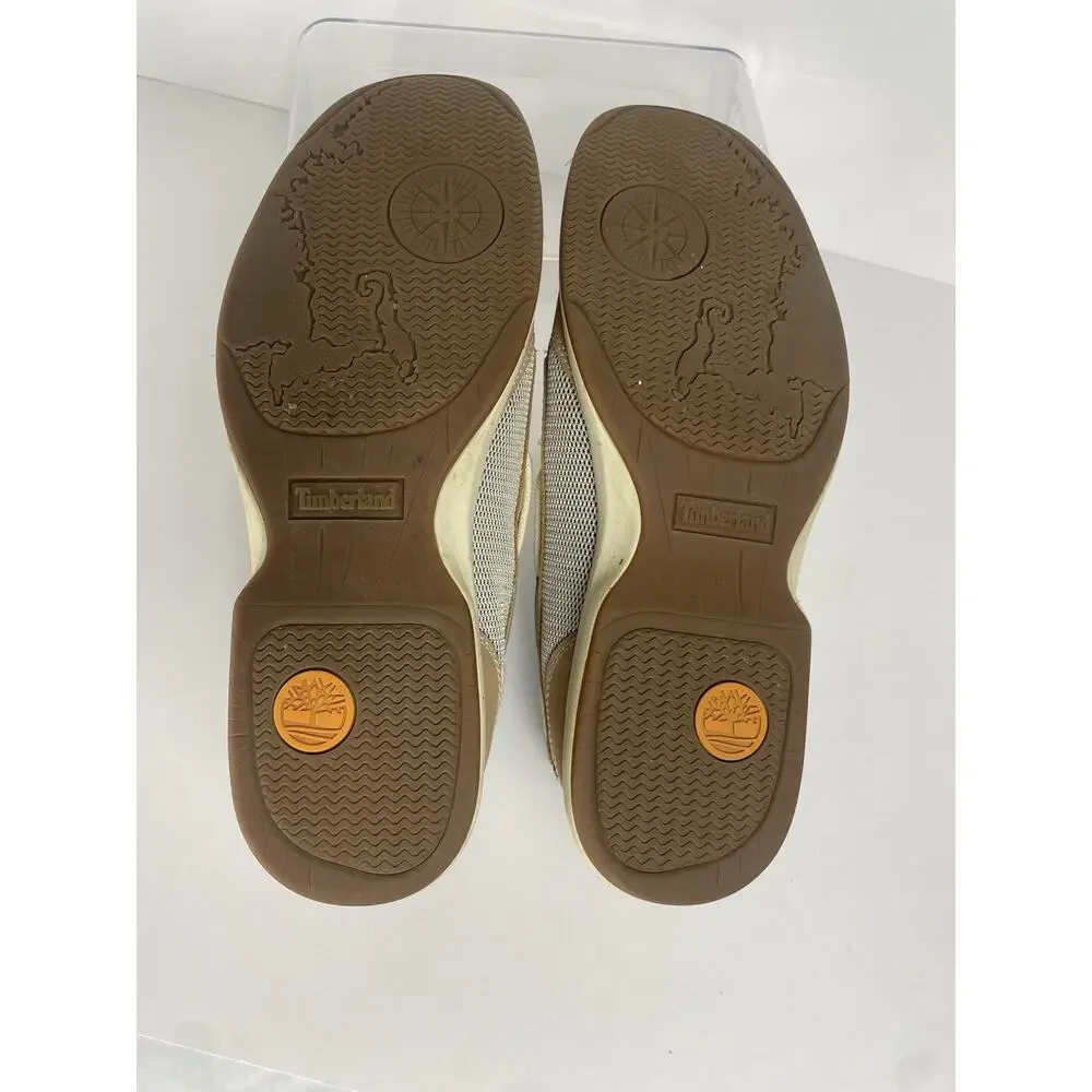 Timberland Beige 2 Eyed Deck/Boat Shoes Size 10 Men's Leather w/Mesh Accents